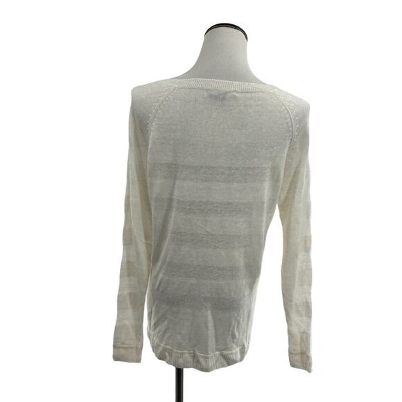 Vince White Oversized Cream Stripe Linen Sweater XS - Picture 6 of 9